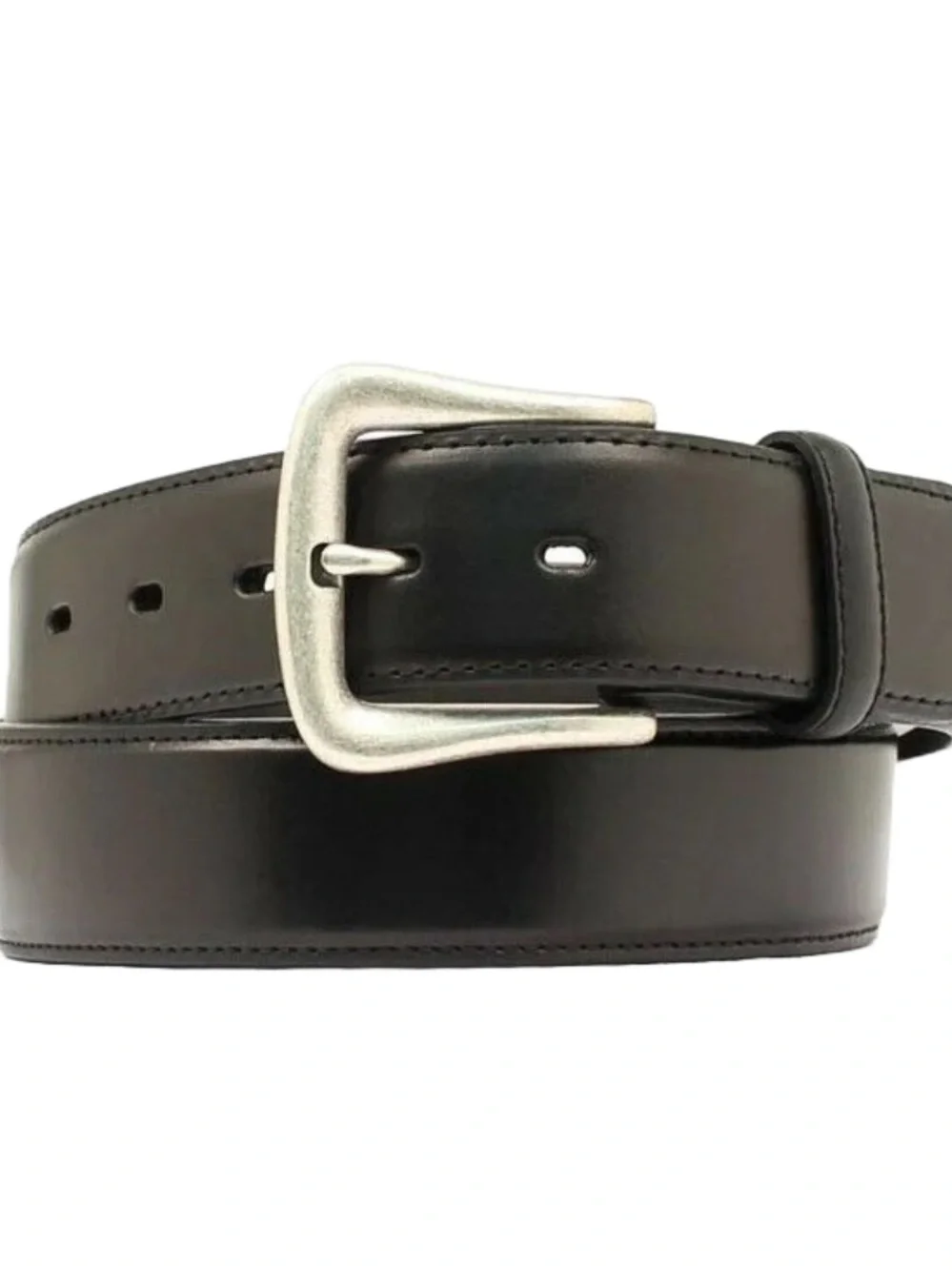 NOCONA SMOOTH BLACK LEATHER BELT OVERLAY TRIM INTERCHANGEABLE BUCKLE 38 N2450401
